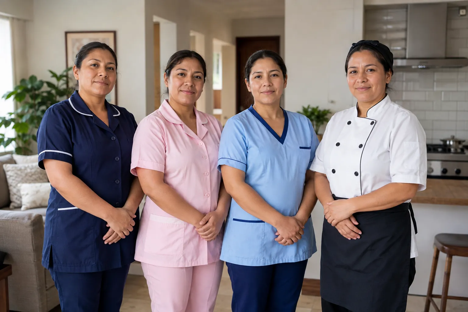 Personal peruano de limpieza, cuidado infantil, atención asistencial y cocina
